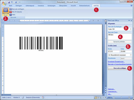 word barcode erstellen