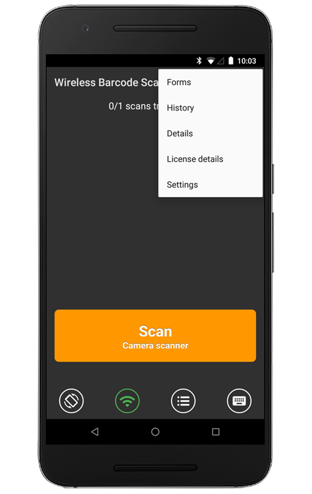 Wireless Barcode Scanner per Android (Bluetooth, TCP, WebSocket)