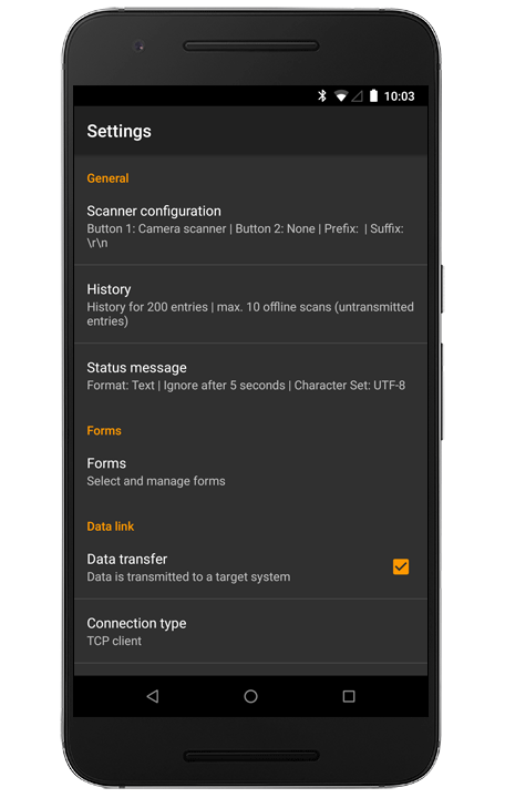 Wireless Barcodescanner - Settings Offline-Online