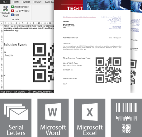Complemento de Códigos de Barras para Microsoft Office - TBarCode Office