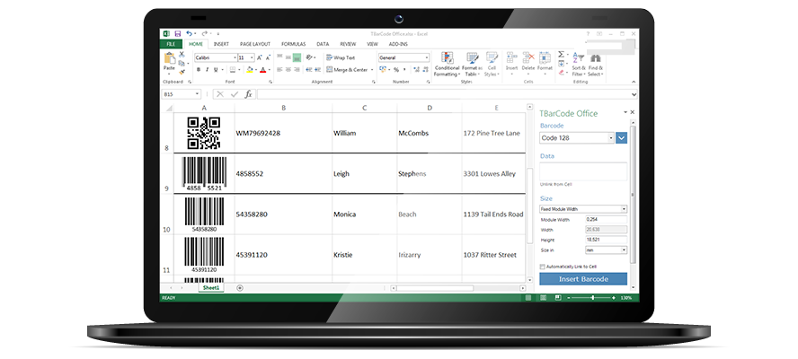 TBarCode Office - Barcode Add-In for Microsoft Excel