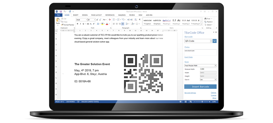 TBarCode Office - Barcode Add-In for Microsoft Word
