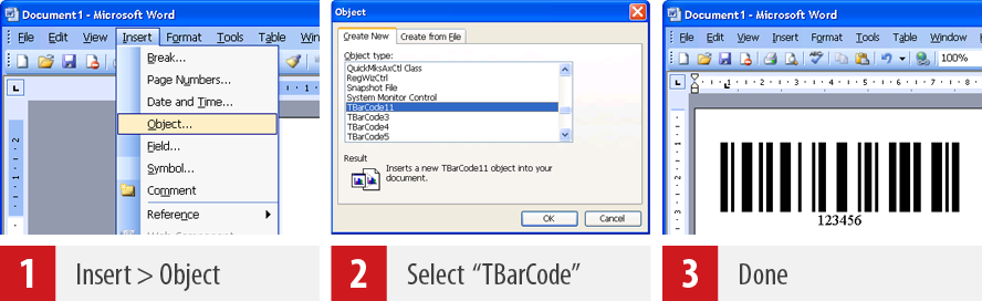 Barcode Software für Word