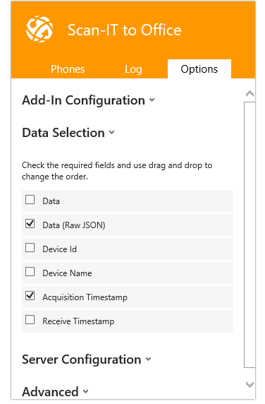 Opciones del complemento Scan-IT to Office