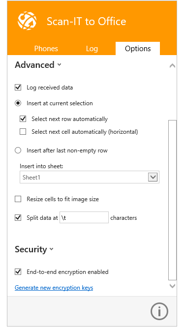 Scan-IT to Office - дополнительные настройки Надстройки