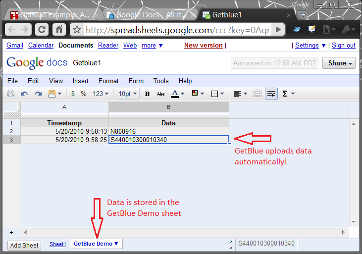 Scan Barcodes into Google Docs