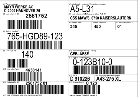 VDA 4902 Label